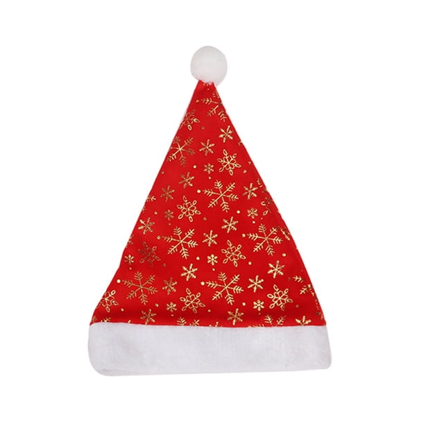 Sombrero de Navidad Gorras de Navidad Decoración de fiesta Adorno de árbol Amigable Anti-decoloración Sombreros de Papá Noel Tocado lavable Kits de decoración para fiestas Flor de nieve dorada Bewildely HA069655-02