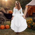 thumbnail image 6 of Off Shoulder Tiered Dress, Lace Up Corset Waist Dress, Long Sleeve Medieval Costume, Renaissance Dress Women Medieval Costume Victorian Dresses Peasant Gothic Fairy Witch Wedding Under Dress, White M, 6 of 6