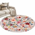 thumbnail image 6 of Pink Flowers Round Rug 3.3ft Washable Circle Entryway Rugs Non Slip Spring Farmhouse Floral Leaves Vintage Area Rug Indoor Floor Carpet for Bedroom Kitchen Living Room Home Office Dining Room Nursery, 6 of 8