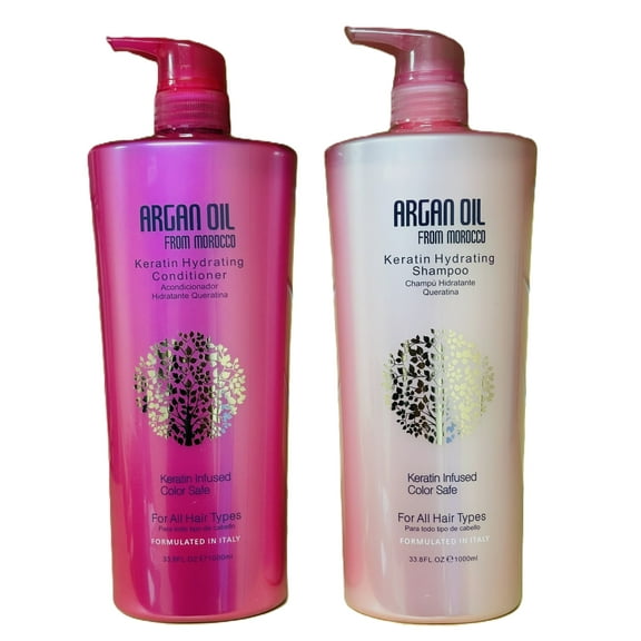 Argan Oil from Morocco set of Keratin Hydrating Shampoo & Conditioner, 33.8 fl oz (1000 ml) Each