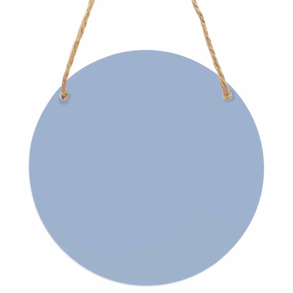 Pure Light Blue Round Front Door Welcome Sign, 7.8 Inch Wall Hanging Decor for Indoor Outdoor, Simple Solid Color Home Porch Hanger Decorations for Holiday Gift