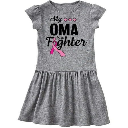 

Inktastic Breast Cancer Awareness My Oma is a Fighter Gift Toddler Girl Dress