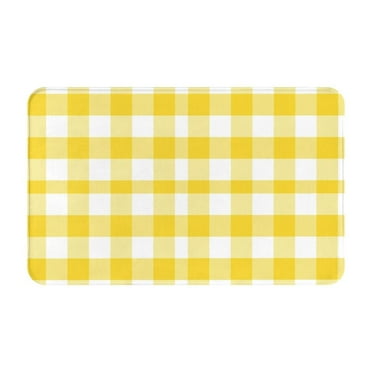 Bathroom Rugs Non Slip Washable - yellow buffalo plaid Kitchen Mats for Floor, Area Rugs for Entryway Rugs Indoor, Laundry Bathroom Room Door Rug with Rubber Backing 20x31.5in