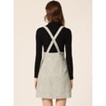 thumbnail image 4 of Vestido informal a cuadros para mujer, falda con tirantes de tweed de cintura media Blanco XS, 4 of 6