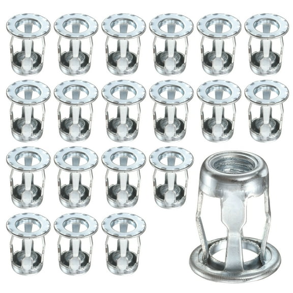 Uxcell 20Pcs Jack Nuts, M8x20 Hollow Wall Anchors Hollow Door Anchors for Aluminium Cladding Steel Pipe Iron Sheet Plastic Sheet Drywall Thin Walls Zinc Plate, Silver Tone