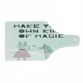 thumbnail image 1 of Cartoon Cutting Board, Bunny in a Dress Unicorn Scandinavian Style and Magic Words, Decorative Tempered Glass Cutting and Serving Board, Wine Bottle Shape, Multicolor, by Ambesonne, 1 of 1