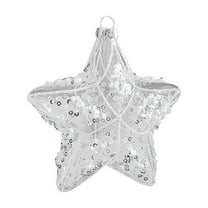Beautynvta Christmas Tree Ornaments Decorations, 3.54'' Clear Glitter Painted Christmas Ball Star Hanging Pendants, Xmas Glass Hanging Ornament for Holiday Party Wedding Decor