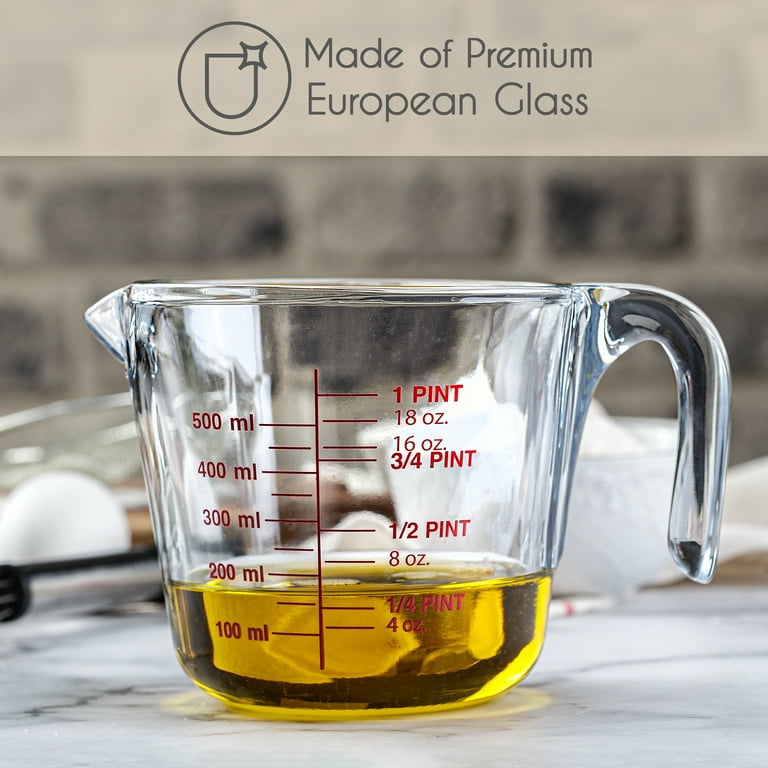 Crystalia Glass Liquid Measuring Cup, Small Measuring Pitcher, Angled  Design Borosilicate Measure Jug with Measuring Lines for Kitchen, Oven  Safe, 2 Cup, 16 ⅞ Ounces, 1 PC (Small) 