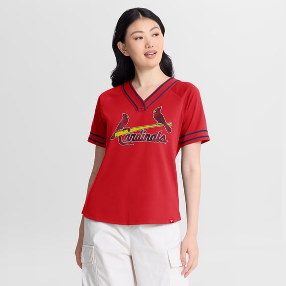 Women's Fanatics Red St. Louis Cardinals Diva Race Ahead Raglan V-Neck T-Shirt