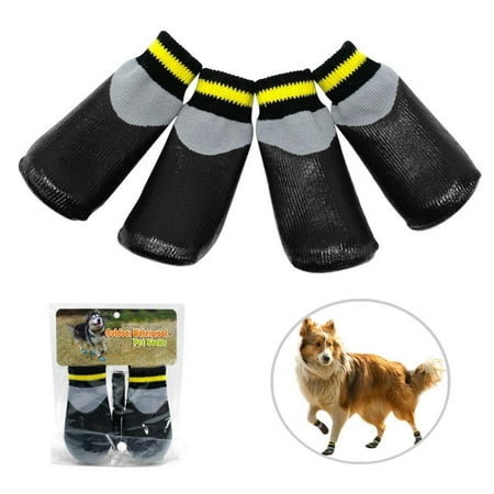 Dog Boots Waterproof Shoes for Dogs with Reflective Strips Rugged Anti-Slip Sole 4PCS/Set