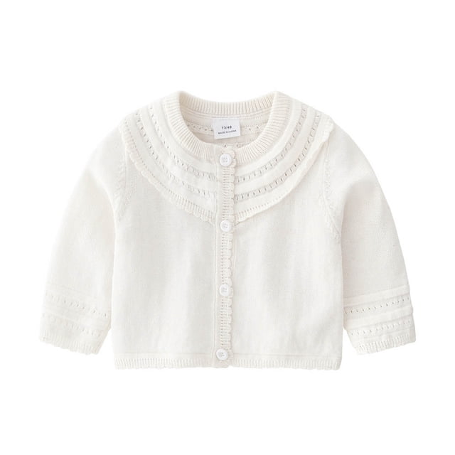 Cardigan en Tricot 100 % Coton pour Bébés Filles Manches Longues Col Rond Léger pour 12-24M
