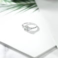 thumbnail image 4 of Gem Stone King 10K White Gold Green Prasiolite White Created Sapphire and White Diamond Accent 3-Stone Engagement Ring for Women (0.94 Cttw, Round 6MM, Gemstone Birthstone, Size 7.5), 4 of 5