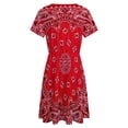thumbnail image 5 of Bandana - Red Art Sundress Short Sleeve Dress Summer Women Clothes Dress for Women Dresses, 5 of 7
