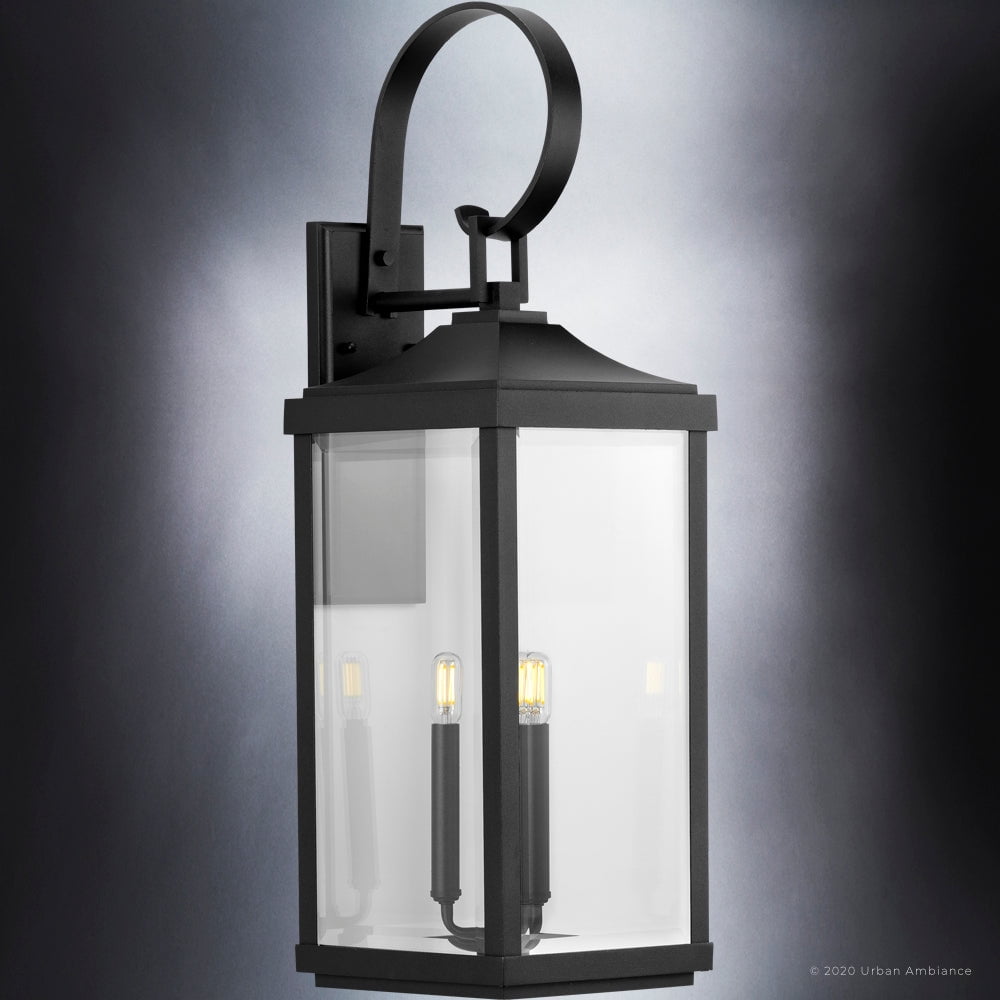 Luxury Transitional Wall Sconce, 30.625H x 9.5W, with Farmhouse Style, Midnight Black, UHP1404 by Urban Ambiance
