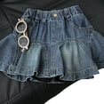 thumbnail image 4 of GiLiling Denim Skirts for Girls Mini Flared Short Skirt Elastic Waist Ruffle Hem Jean Skirt with Pockets for Casual Summer Wear (Light Blue, 4-5 Years), 4 of 5