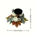 thumbnail image 2 of Honeeladyy 1 Pcs Artificial Flower Tealight Candle Holder Fall Maple Leaves Berries Twig Pumpkins Harvest Centerpiece Faux Flower Candle Stand for Autumn Halloween Thanksgiving Wedding Home Decoration, 2 of 2