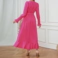 thumbnail image 5 of IROINNID Maxi Dress for Women Strapless V-Neck Wrap Dress Sexy Vintage V Neck Long Sleeve Solid Dresses Clearance,Hot Pink, 5 of 8