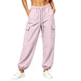 thumbnail image 3 of CaComMARK PI Parachute Pants for Women Baggy Elastic Waisted Lightweight Cargo Pants Adjustable Cuffs Hiking Joggers with Pockets Purple, 3 of 5