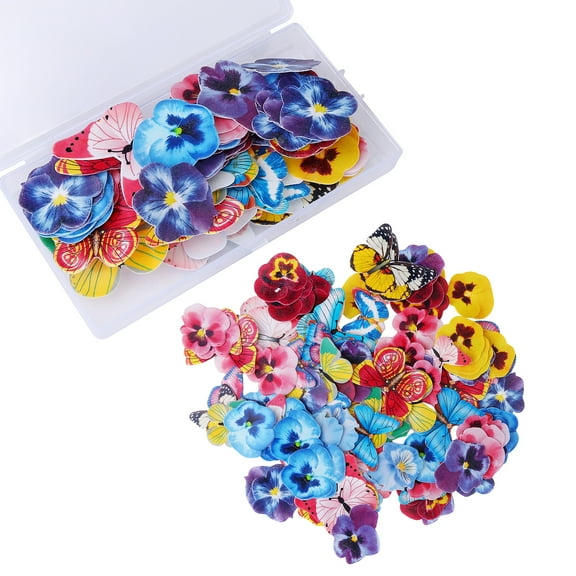 HUONA Flower Edible Wafer Paper Cake Decoration Floral Glutinous Rice Paper DIY Butterfly Wafer Paper Cake Topper for Cupcake Decoration Cold Dish Children Birthday Wedding Cakes Dessert Decors 83Pcs