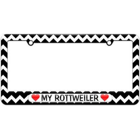 My Rottweiler Love with Hearts License Plate Tag Frame, Multiple Colors