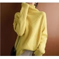 thumbnail image 1 of Suéter de rombos tridimensionales de cuello alto de estilo occidental de estación europea para mujer, suéter de nicho casual de diseño de otoño e invierno, 1 of 6