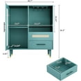 thumbnail image 3 of Royalbelle Green 30.7Inch Coffee Bar Cabinet with Wine Glass Rack & Storage, 3 of 6