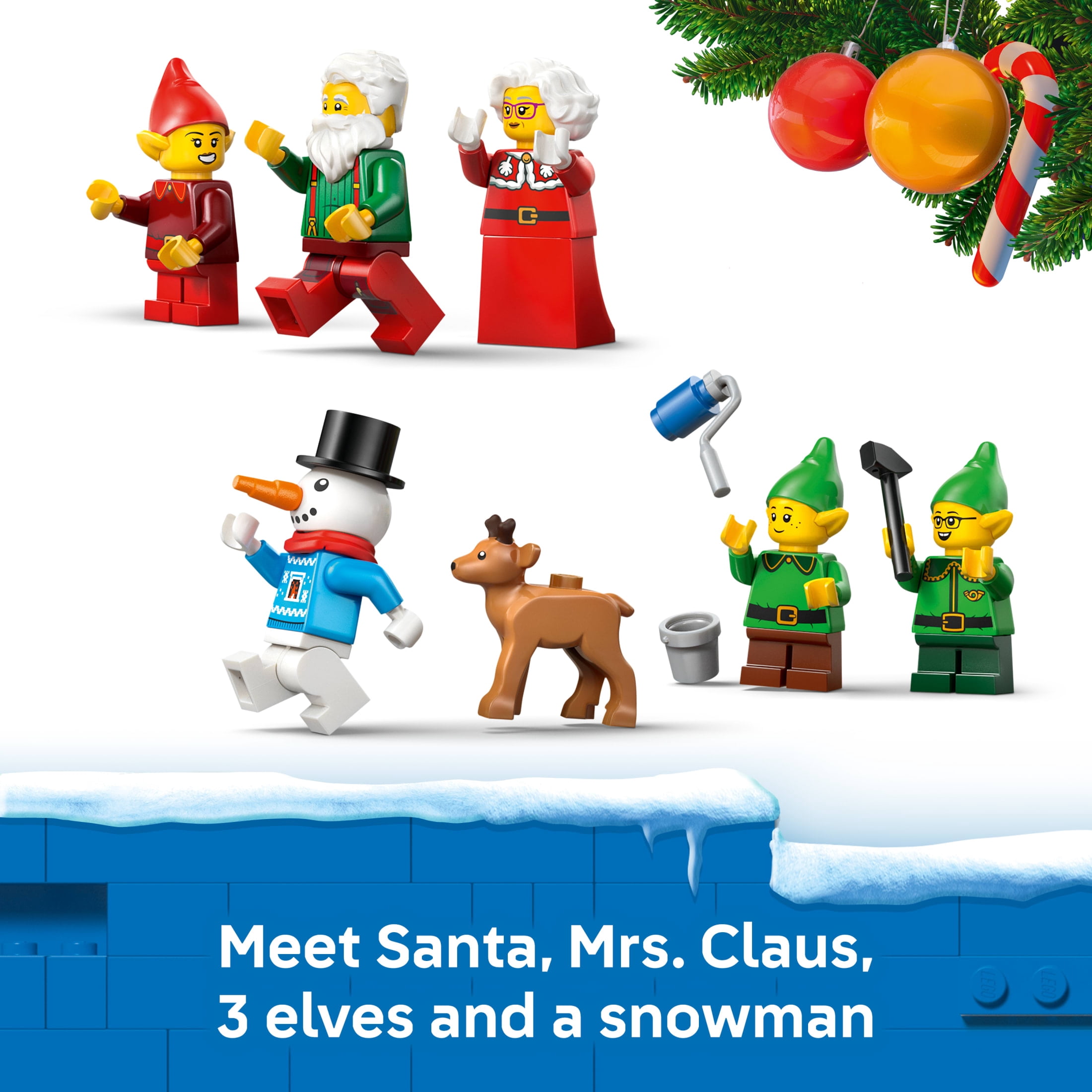 LEGO City Advent Calendar 2026 - Christmas Advent Calendar for Kids, Ages 5+ - Holiday Family Activity - With Santa, Mrs. Clause, 3 Elves & Snowman Minifigures - 60510