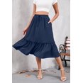 thumbnail image 6 of HOWCOME Womens Skirts - High Waisted Tiered Skirts for Women Knee Length with Pockets Beach Cover-ups dress Navy Blue, L, 6 of 6