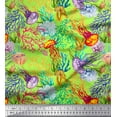 thumbnail image 1 of Soimoi Poly Georgette Fabric Coral & Jellyfish Ocean Print Fabric by Yard 52 Inch Wide, 1 of 1