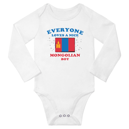 

Everyone Loves a Nice Mongolian Boy Baby Long Slevve Jumpsuits (White 12-18 Months)