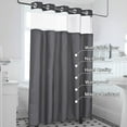 thumbnail image 2 of Ikfashoni Gray Hookless Shower Curtain with Snap in Liner, Waffle Weave Waterproof Fabric Mesh Window Bathroom Curtain, 72"X74", 2 of 6