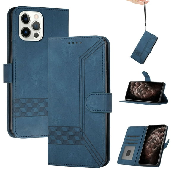 Nalacover Wallet Case For iPhone 14 Pro Max 6.7 inch,Luxury Premium PU Leather and Soft TPU Magnetic Flip Stand Card Slots with Detachable Wrist Strap Shockproof 360 Protection Cover,Blue