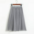 thumbnail image 4 of Women's Skirts A Line Pleated Skirt Mid Long Tutu Ruffle Mesh Vintage Chiffon High Waist Summer Clothes for Women Grey One Size, 4 of 5