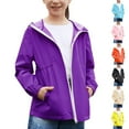 thumbnail image 7 of ZACPNCV Girls Boys Rain Jacket Waterproof Hooded RainCoats Windbreaker for Outdoor Beige 6-7 Years, 7 of 7