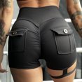 thumbnail image 4 of Women's Short Leggings With Pockets Drawstring Running Exercises And Fitness Running Pants Tall Waist Sexy Yoga Shorts, 4 of 5