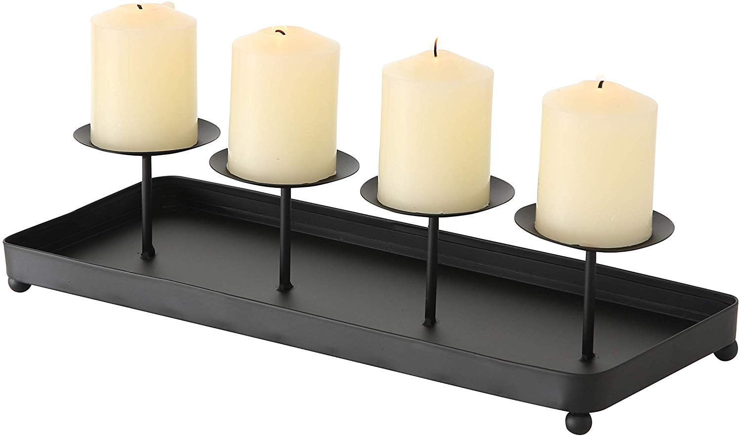 Tribeca Candelabra for 4 Votive or Pillar Candles, Black Metal, Spiked