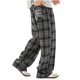 thumbnail image 1 of Pantalones largos para hombre, pantalones de pierna recta a cuadros, bolsillos, cintura elástica, cordón ajustable, pantalones casuales para hombre., 1 of 9