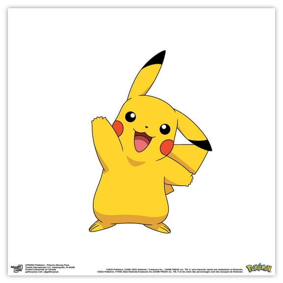 Gallery Pops Pokemon - Pikachu Waving Pose Wall Art, Unframed Version, 12" x 12"