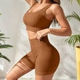 thumbnail image 5 of GILIGEGE Two Piece Workout Sets for Women Ribbed Tank Crop Tops Seamless High Waist Booty Biker Shorts Athletic 2 Piece Summer Outfits Seamless Yoga Outfits Lounge Matching Gym Clothing Set Coffee, 5 of 7