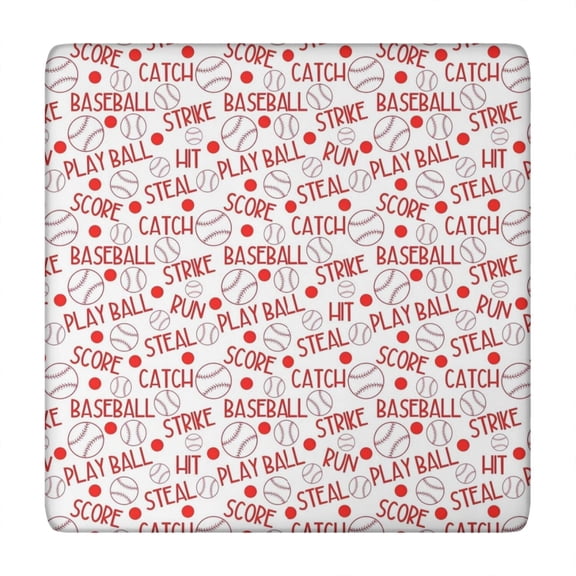 Baseball Word Pattern Square Fitted Tablecloth with Elastic Edge,Square Table Cover,Washable Elastic Table Cover for Home Kitchen Party Decor 34"x34"
