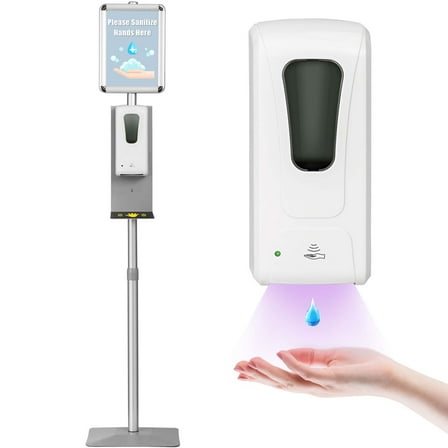 Costway Automatic Soap Dispenser Touchless Sanitizing Station with Sign Board
