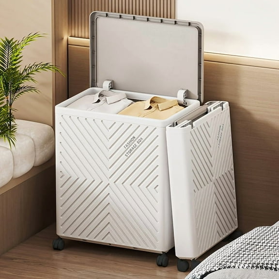 XHSGX Heavy-duty foldable wheeled storage box - Large capacity, multi-functional storage box suitable for home, bedroom and children's room - Space-saving flip-top design, durable plastic material.