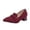 Wine, variant on Womens Low Chunky Block Heels Closed Pointy Toe Slip-On Dress Pumps Shoes for Wedding Party Work, Brown Size 9