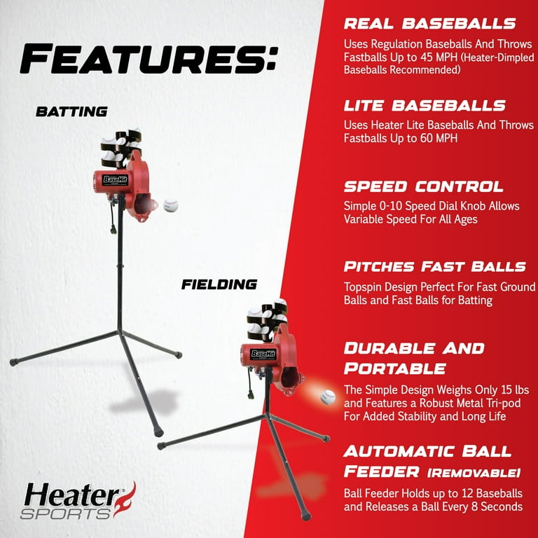 Heater Sports Base Hit Real Pitching Machine for Baseball Practice