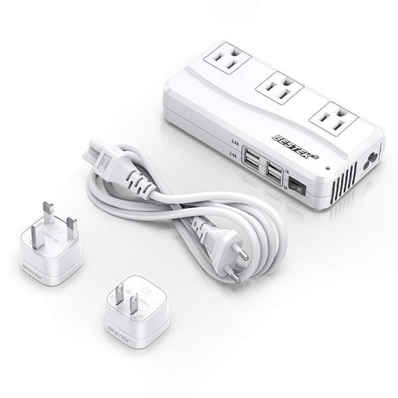 BESTEK Universal Travel Adapter 220V to 110V Voltage Converter with 6A 4-Port USB Charging and UK/AU/US/EU Worldwide Plug Adapter