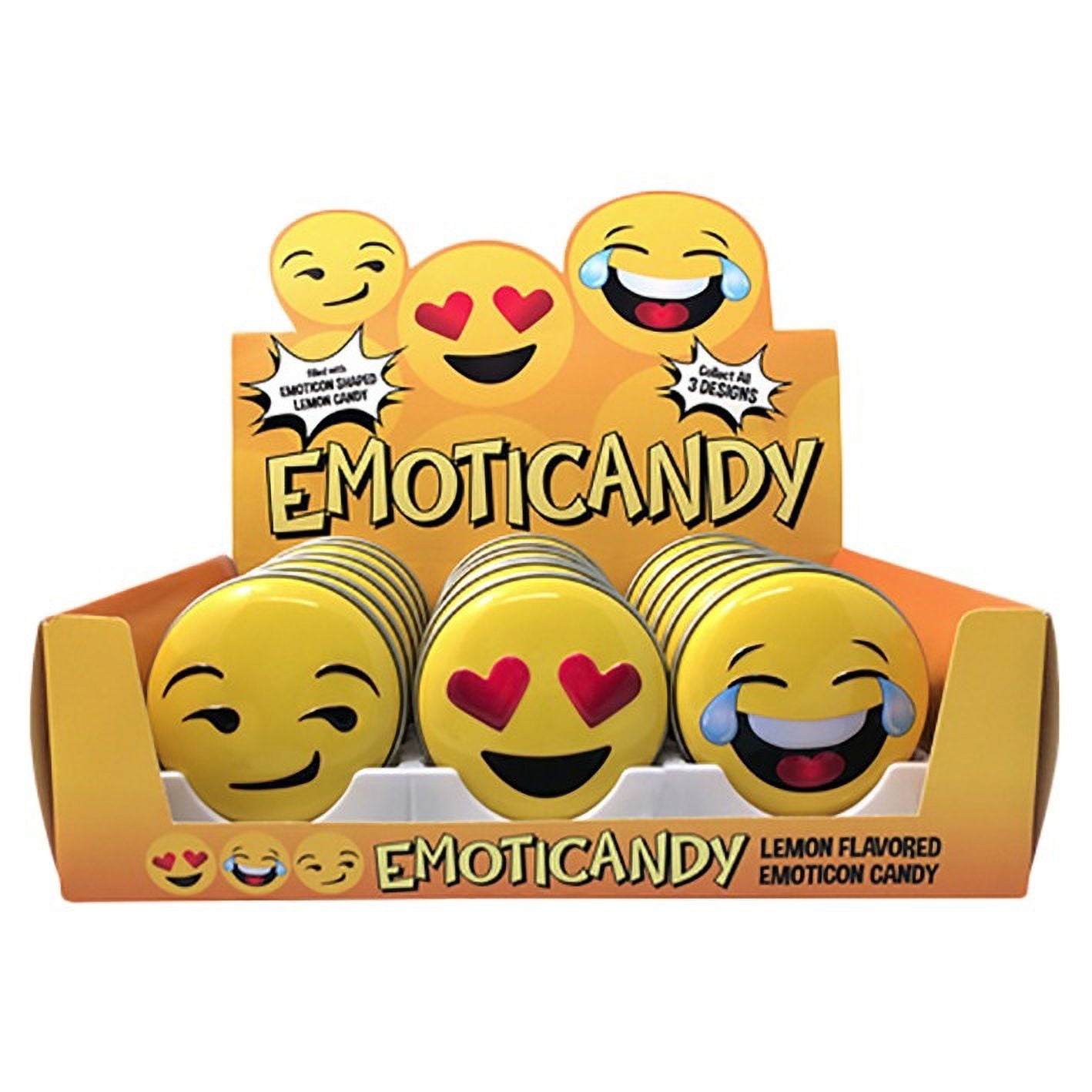 Boston America Emoticandy Lemon Flavored Candy Sours, 1.3 Ounce Tin - 18 Count Display Box