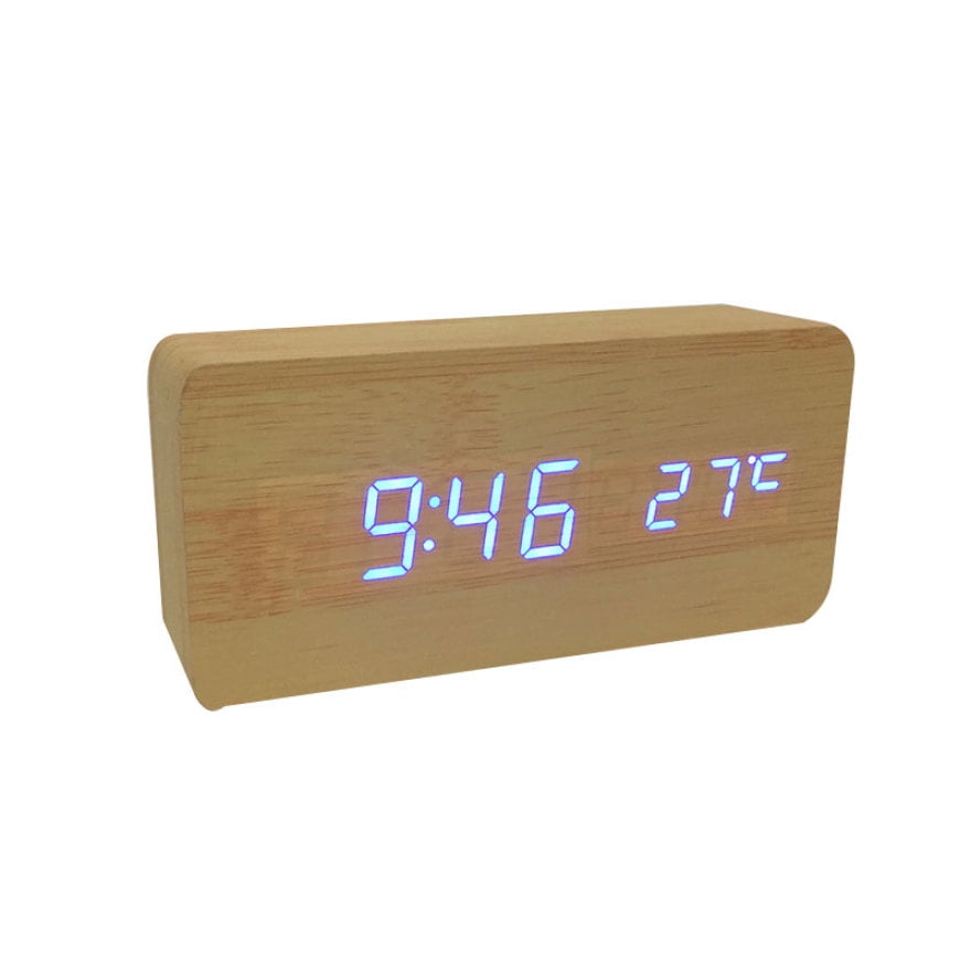 Ringshlar Multifunctional LED Wooden Electronic Digital Alarm Clock