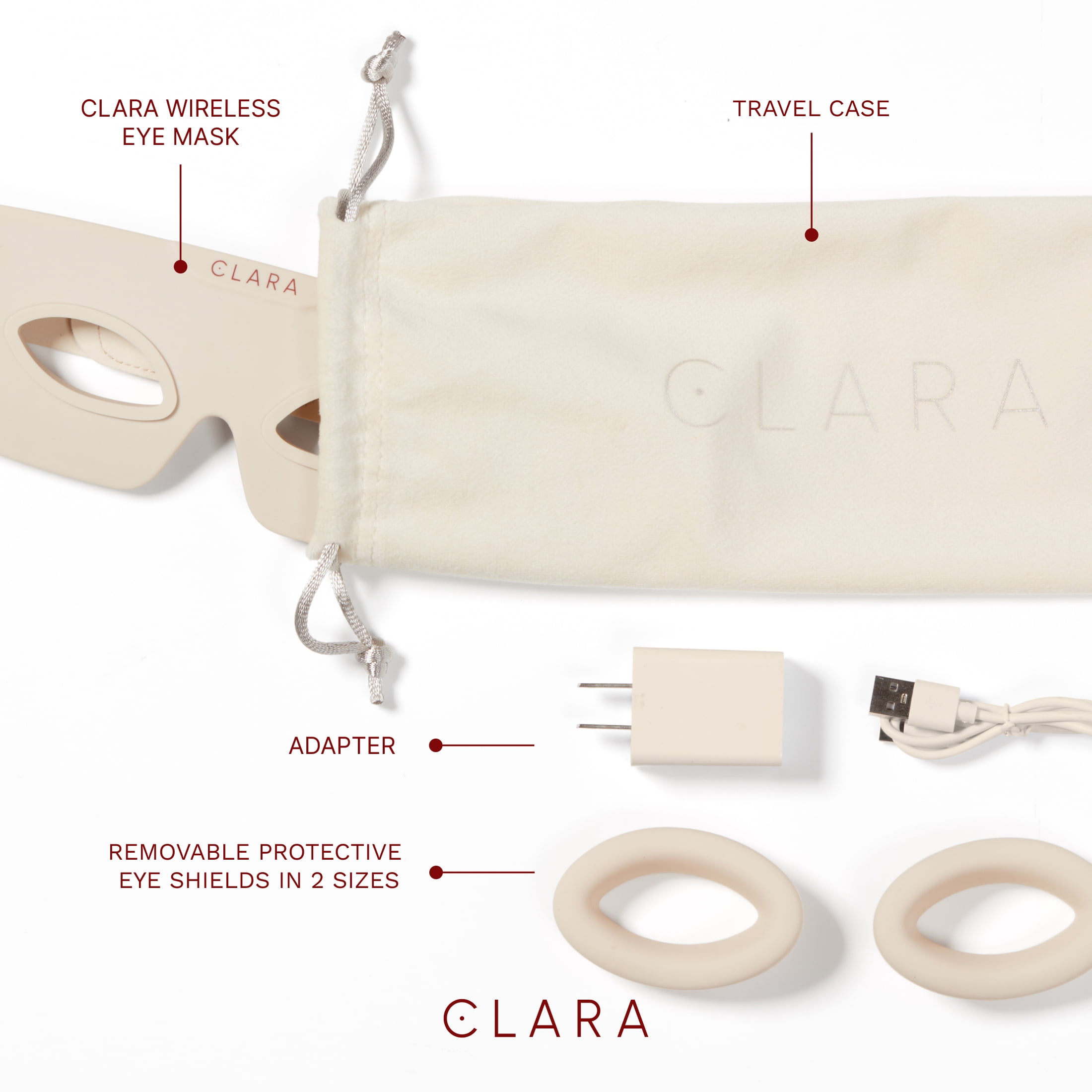 Clara Red Light Therapy Eye Mask, Silicone, Adjustable, Collagen Boosting Anti-Aging LED for Radiant Skin