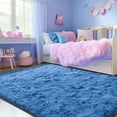 thumbnail image 4 of ZENELESS Indoor Fluffy Rug,5x7 Cobalt Blue Fuzzy Non-Slip Carpets for Living Room Bedroom Home Decor, 4 of 7