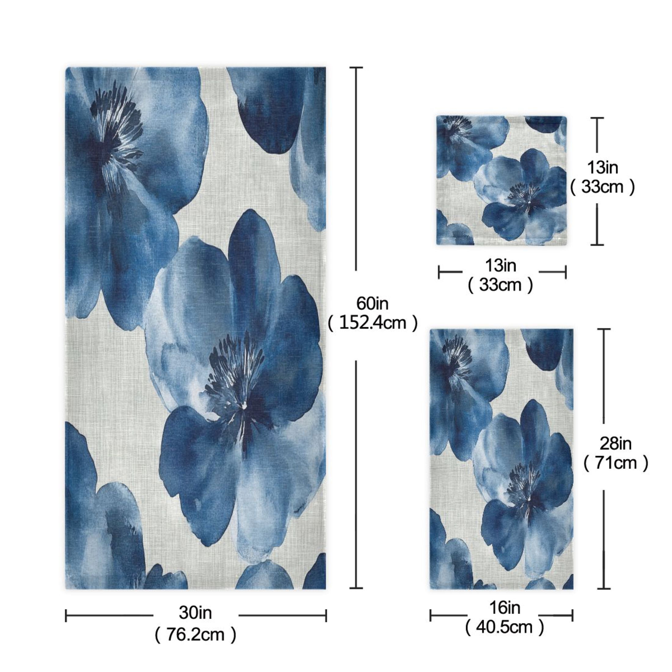 Three-Piece Towel Set Face Towel Towel Set Hand Towel Bath Towel Cotton Bath Towels Bath Towel Sets Hand Bath Towels Super Beautiful Blue Flowers